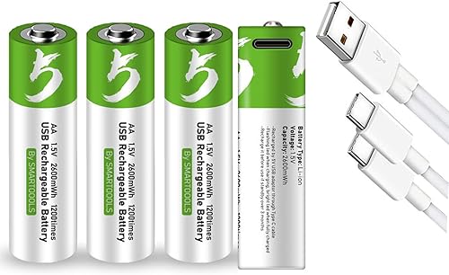 Miniatura 8 de Batería de litio AA recargable de 2600 mwh con cable de carga USB tipo C baterías dobles A de 15 V salida constante de 15 horas carga rápida