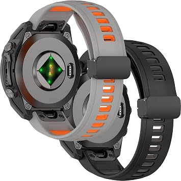 GYOKUYU 2 Color Set Band For Garmin fenix8 43MM/7S/6S/5S/instinct 2S Silicone Band Garmin Epix Pro Replacement Band Adjustable Strap Simple Design Soft Replacement Garmin fenix8 43MM Belt