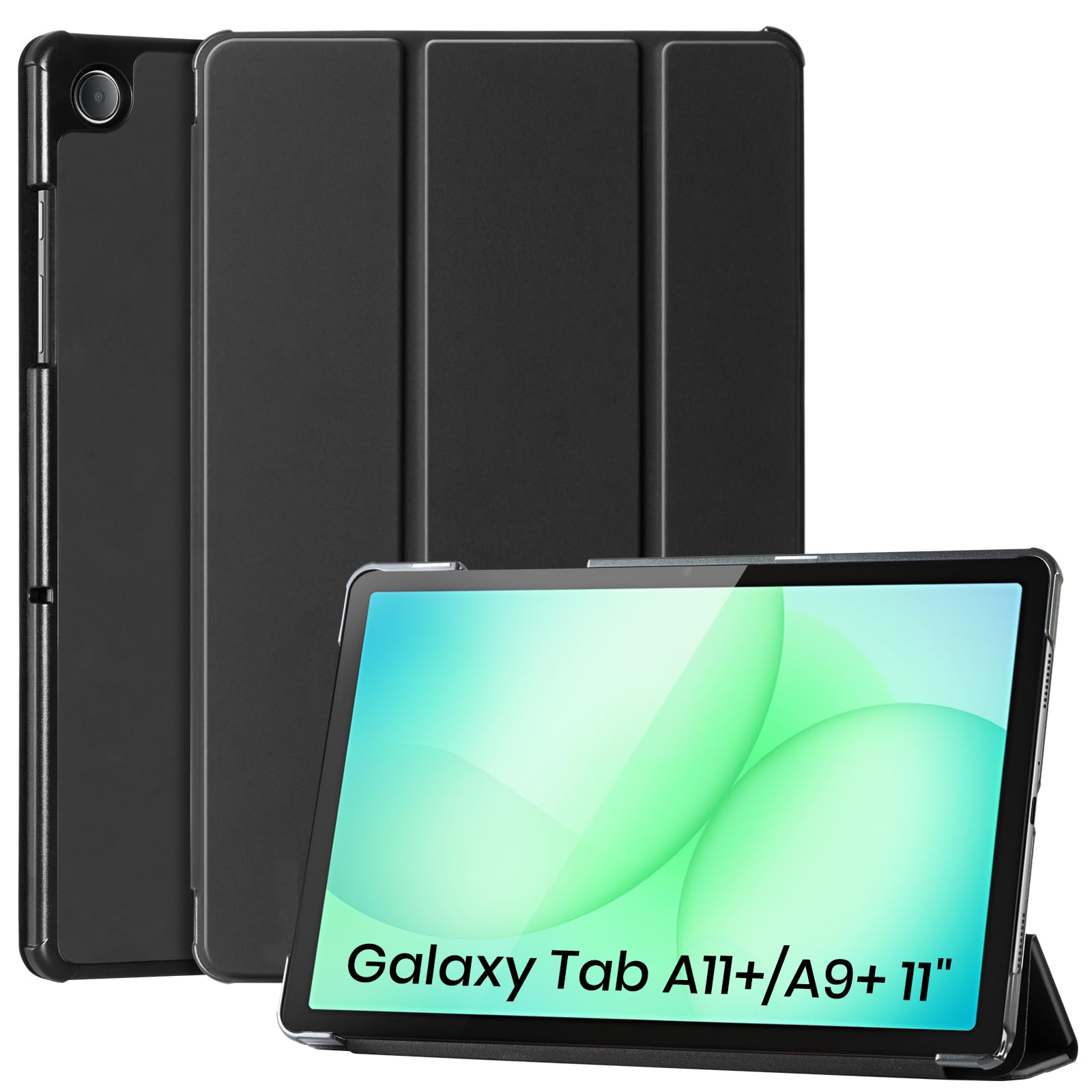 CoBak Hülle für Samsung Galaxy Tab A11 Plus + (2025)/ A9 Plus + (2023)-11 Zoll, Neues PU-Leder Dreifachklapp Ständer Schutzhülle mit Auto Schlaf/Wach Funktion (Schwarz)