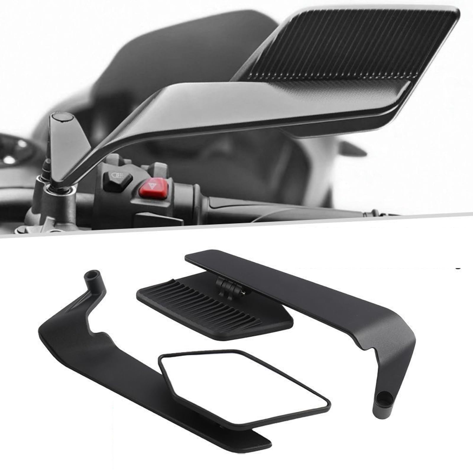 ONEMAJI 2 Pcs Motorcycle Mirrors Suitable for BMW K 1300 S, Side Rearview Wing Mirrors Aluminium Aerodynamic Clear View Motorbike Parts