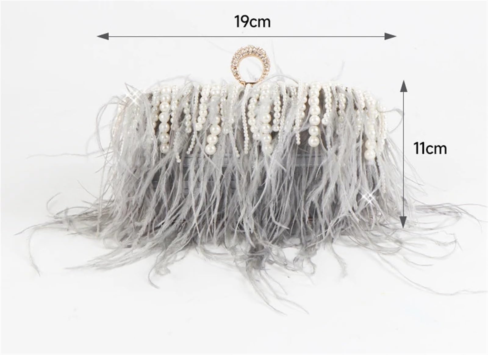 Borsa Piume Borsa a mano con piume di perle, borse da sera donna, borsa anello, pochette cena, festa, a tracolla per festa