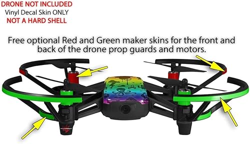 Miniatura 3 de Paquete de 2 calcomanías de piel compatibles con DJI Ryze Tello Cute Rainbow Monsters Drone no incluido