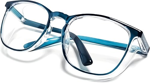 Gafas de seguridad antivaho Z87.1 con bloqueo de luz azul, antipolvo, protección UV para hombres y mujeres (azul001)