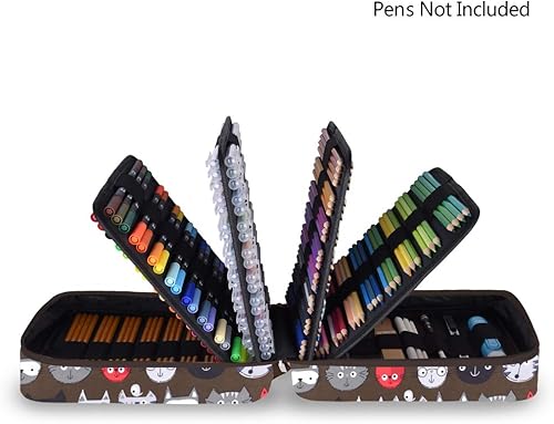 Miniatura 6 de qianshan Ranura para estuche para lápices, capacidad para 260 lápices de colores o 180 bolígrafos de gel con cierre de cremallera