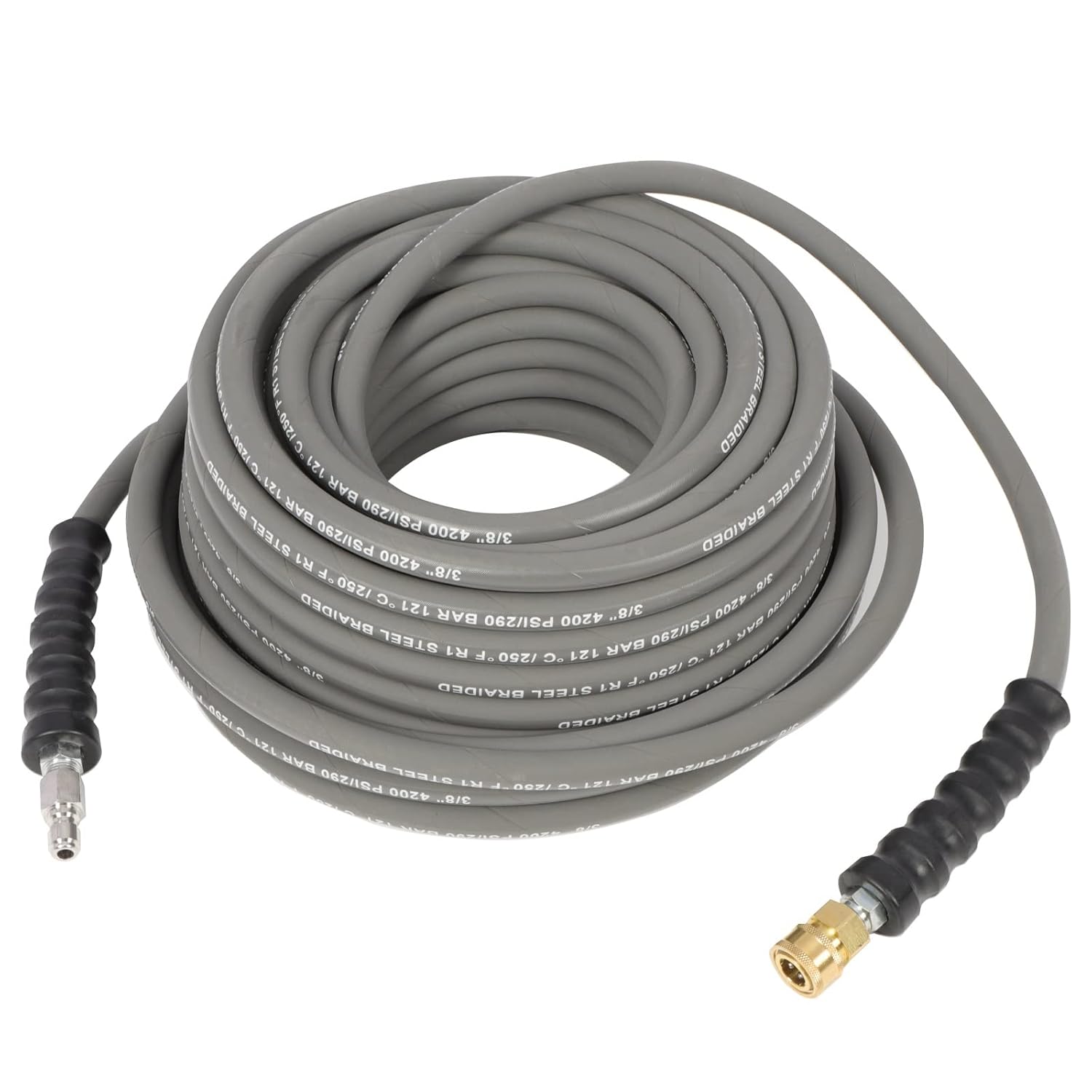 SCITOO Sewer Jetter Kit 100'ft 3/8" Gray Non-Marking 4000psi Pressure Washer Hose 100 feet