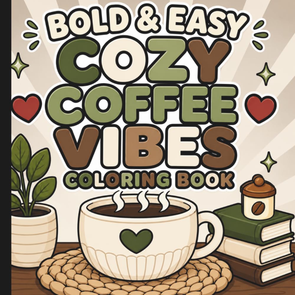 Cozy Coffee Vibes Coloring Book: Bold And Easy Coffee Coloring Book (But First Coffee!)