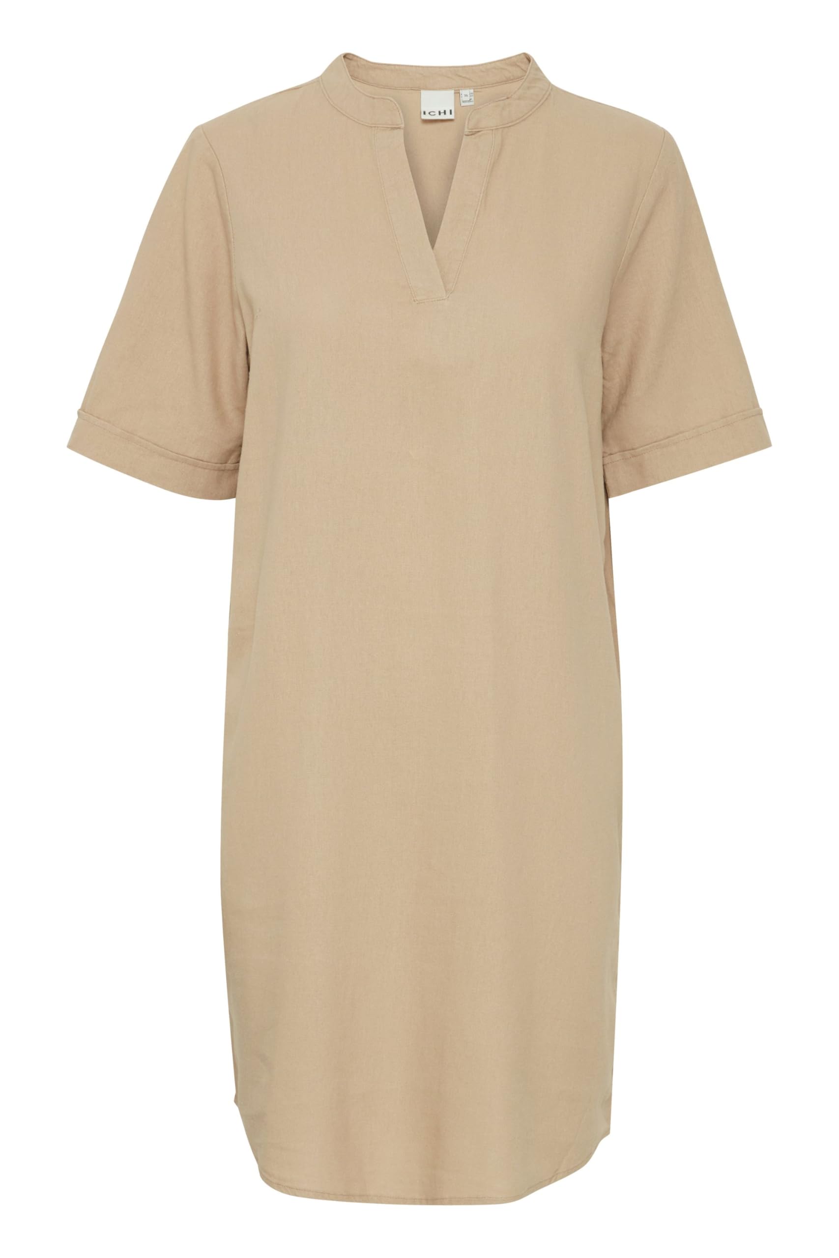 ICHI IHLINO DR Women's Linen Mix Casual Dress Woven Dress V-Neck Loose Fit
