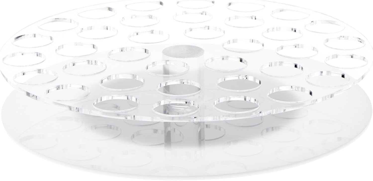 Plymor Clear & White Acrylic Revolving Display for 36 Round Lipstick Tubes, 2" H x 9" W