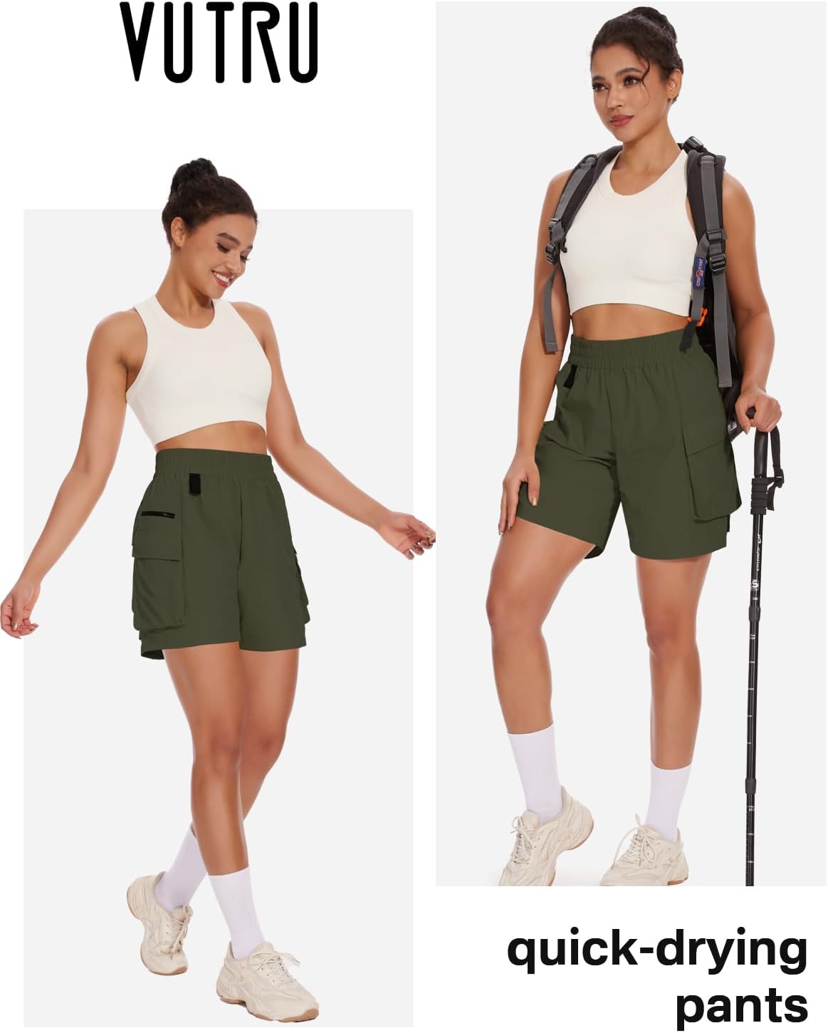 VUTRU Women's Hiking Cargo Shorts 6.7" Quick Dry Athletic Shorts Lightweight Outdoor Running Shorts with Pockets - Image 5