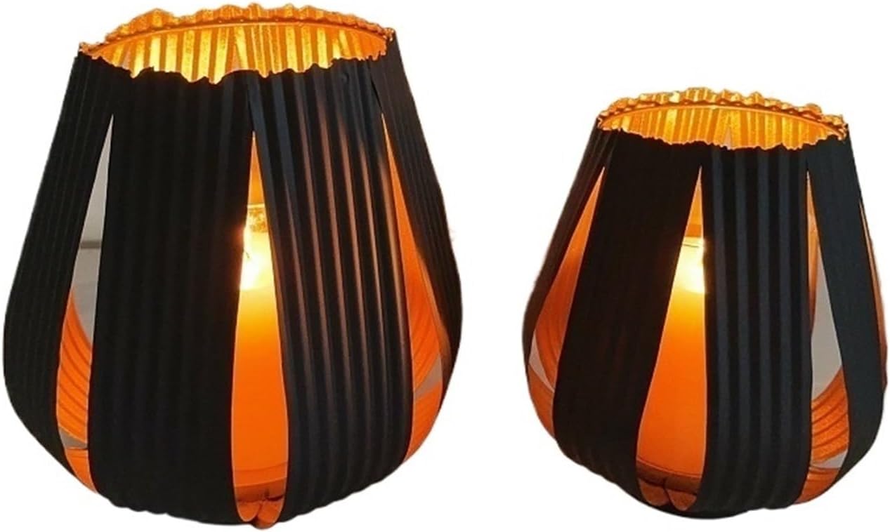 Moroccan Wrought Iron Vintage Lantern Candlestick, Courtyard Outdoor Wind lamp, Candle Cup, Windproof Cover, Home and Decor Ornament(24W368-24x22cm)