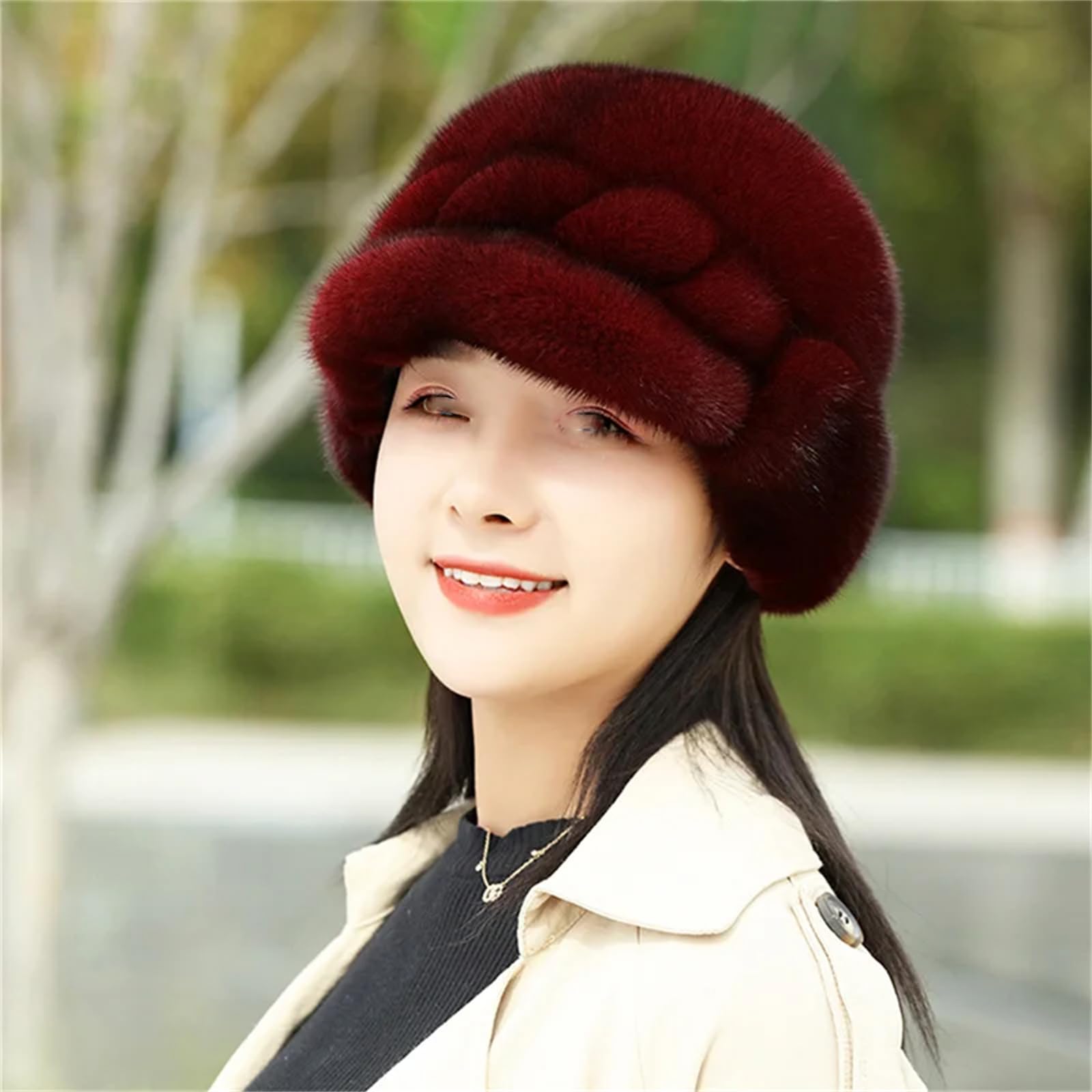 Mkjuuior Cappello invernale in peluche da donna per attività all'aperto
