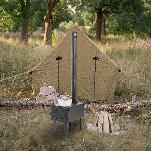 Kuafu Wood Burning Stove Tent Camping Stove For Outdoor Cooking Fishing Hiking Travel Portable Heater With Storable Chimney Pipes #TOP3