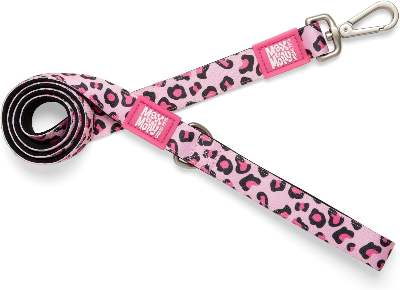 Max & Molly Classic Dog Leash, Comfort Grip Handle, Durable & Strong Neoprene Fabric, Brushed Silver Hardware, Secure Easy Attach Snap Hook, Upper D-Ring for Accessories, Machine Washable