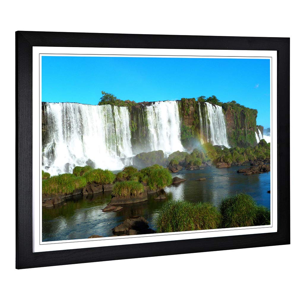 Big Box Art Framed Print of Landscape Iguazu Falls Brazil Waterfall Design | Wall Art Picture | Home Decor for Kitchen, Living Room, Bedroom, Hallway, Black, A2 / 24.5x18 Inch / 62x45cm