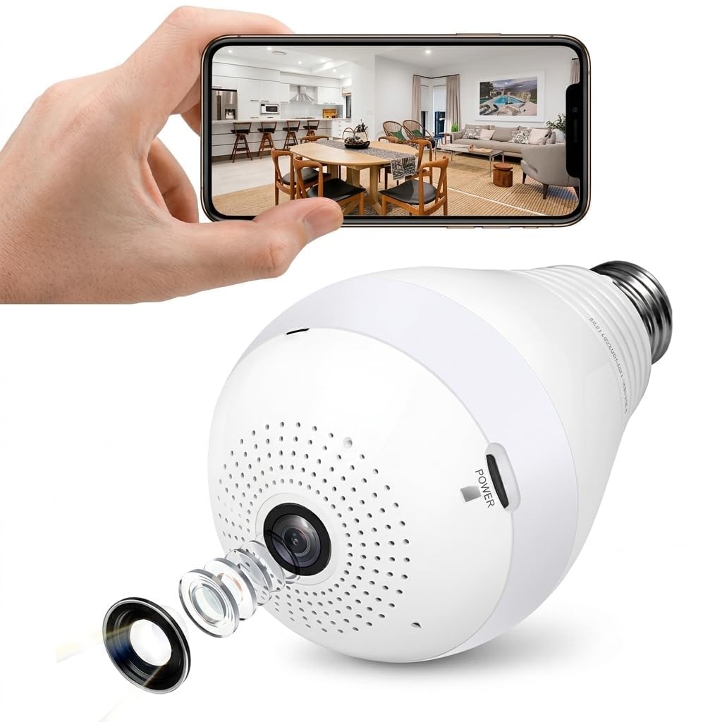 DDLC 3MP Indoor WiFi Light Bulb Camera for Home Security with 360° View | Smart LED Wireless Light Socket Bulb | Motion Detection & Mobile App V380 Pro (Bulb Camera)-image-41