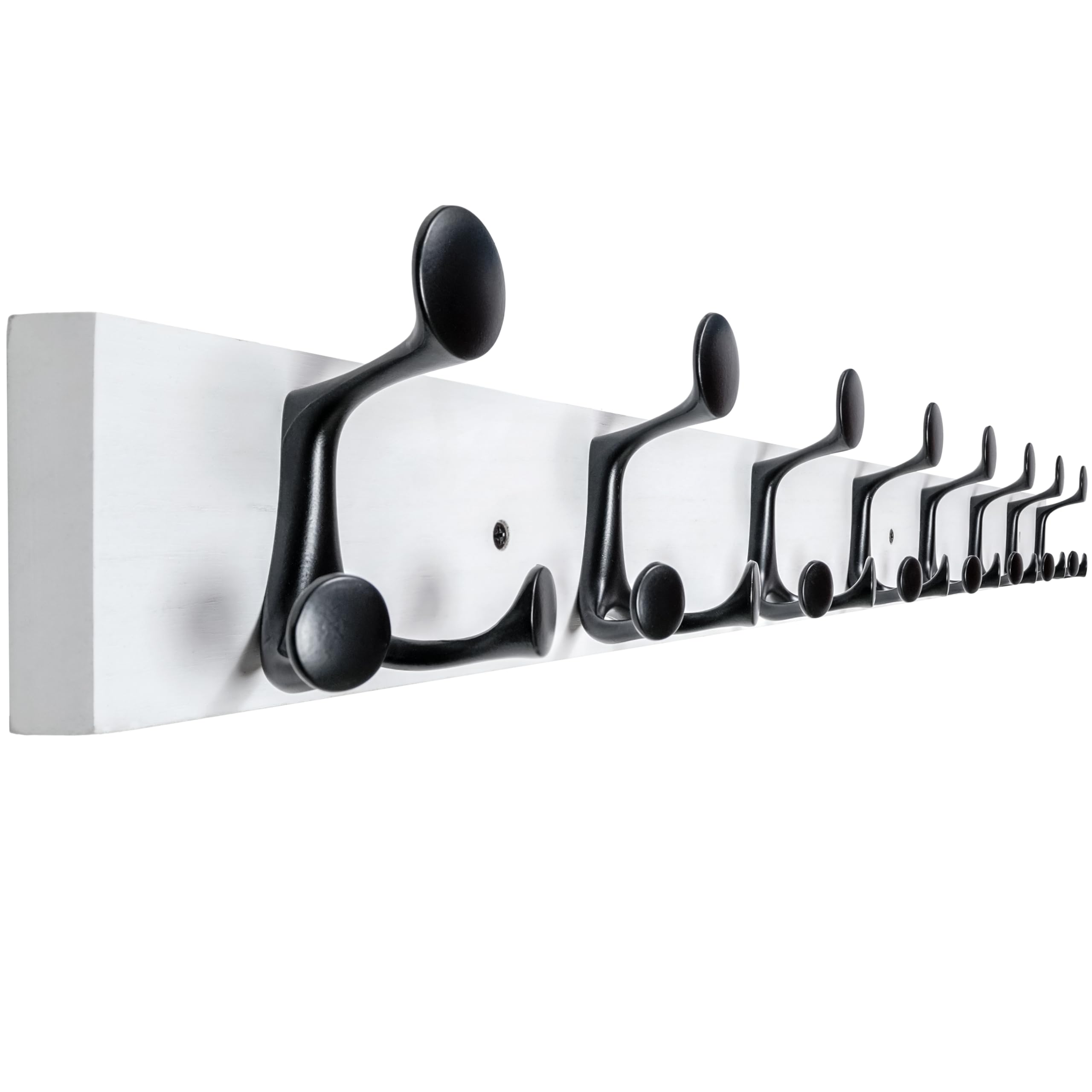 WEBI Coat Rack Wall Mount,109cm Solid Wood Coat Hooks Wall Mounted Coat Hanger,Heavy Duty Hook Rack Rail,8 Triple Hooks for Hanging Coats,Jacket,Clothes,Hat,Backpack,White — image 1