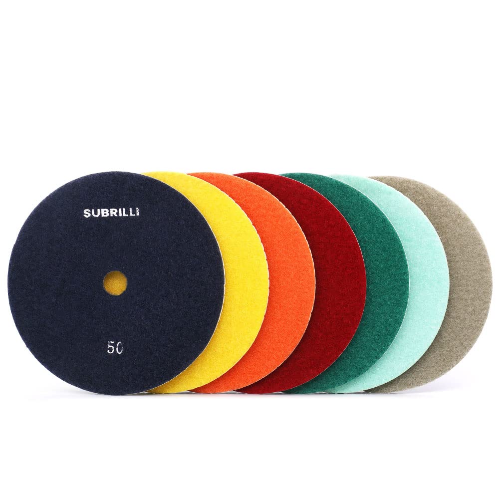 Diamond Polishing Pads 7 Inch Set for Concrete Marble Travertine Terrazzo Floor Edges Countertop