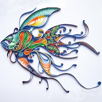 Fish Paper Quilling Kit Paper Quilling Adult Craft Great for DIY Craft Workshop, Home Decoration, Birthday Gift,Adult Friend interaction.Its Suitable for Adult and Craftsmen.Creative Stress Reliee.