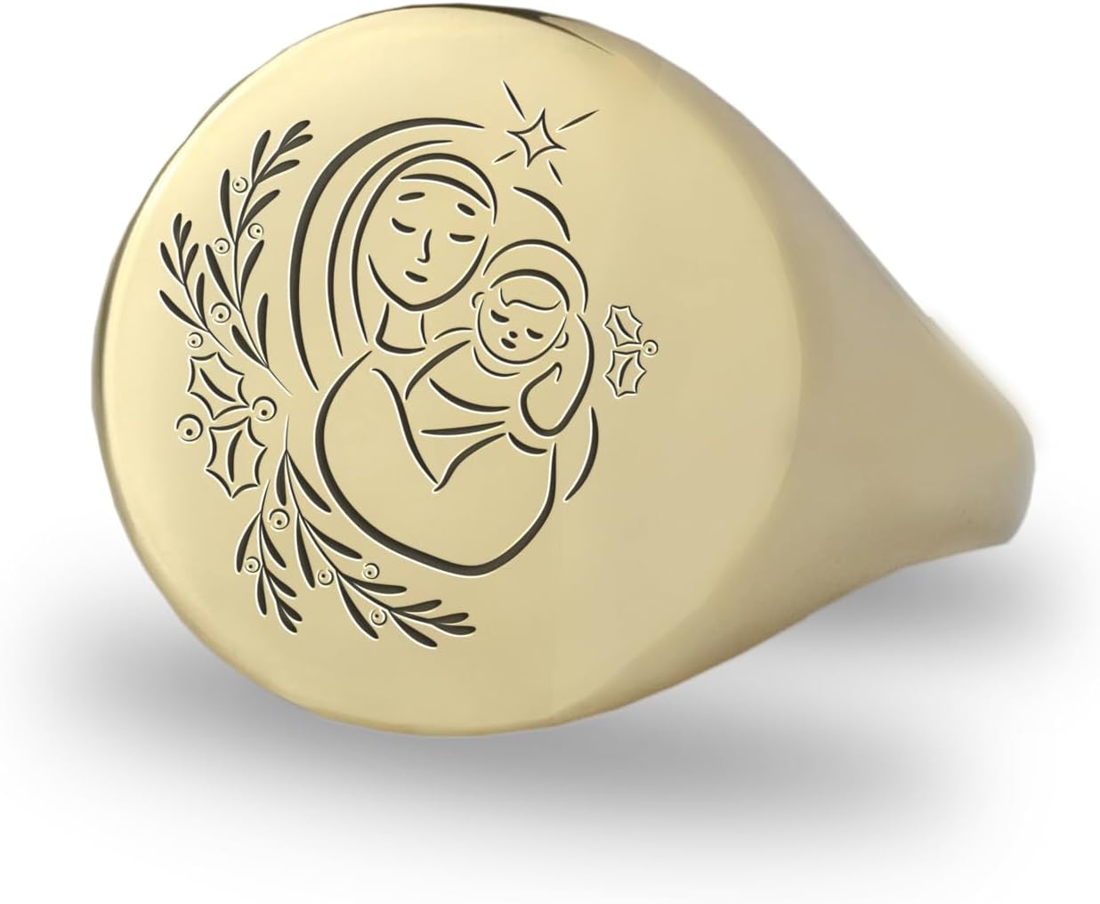 Virgin Mary Bold Statement Ring - 14k Gold Religious Jewelry - Christianity-Inspired Ring - Elegant Christian Gift