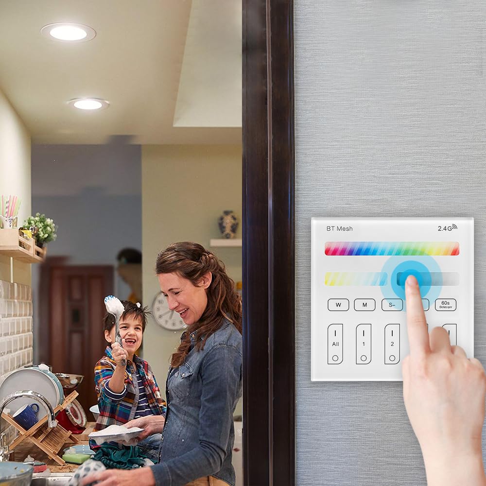 9W RGBWC+CCT LED Einbaustrahler 230V, 10er WiFi Bluetooth LED Einbauleuchten Dimmbar LED Deckenspot Flach Einbauspots Alexa, RGB+2700K-6500K, APP Steuerung, Kompatibel mit Alexa Google Home | Dimmbar LED Deckenspot Flach Einbauspots Alexa, RGB+2700K-6500K