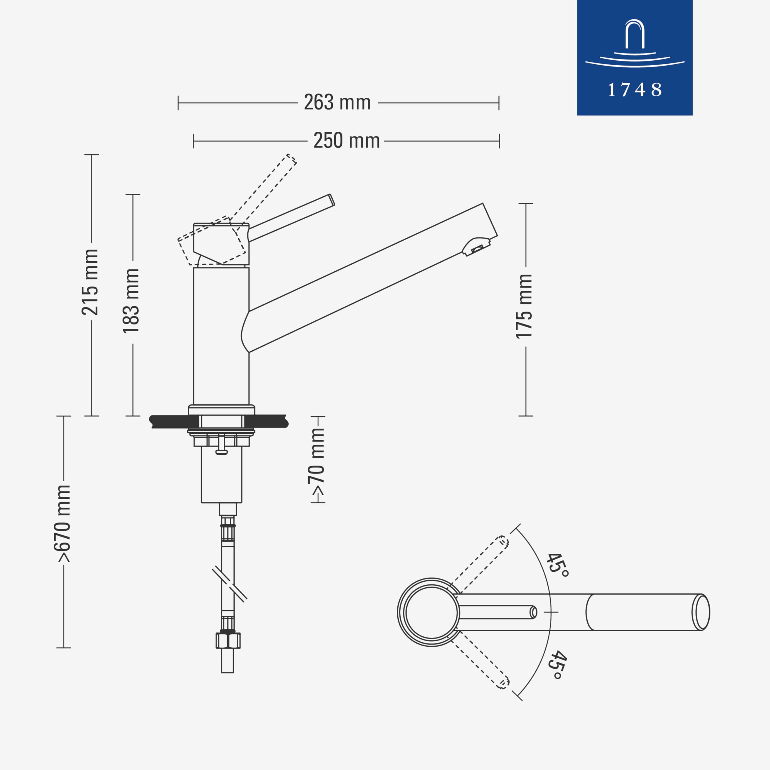 Villeroy & Boch Como Küchenarmatur, Auslaufhöhe 135 mm – Edelstahl massiv | Hochdruck, Keramikkartusche, 360° Schwenkbereich, komfortabler Bedienhebel, 925100LC