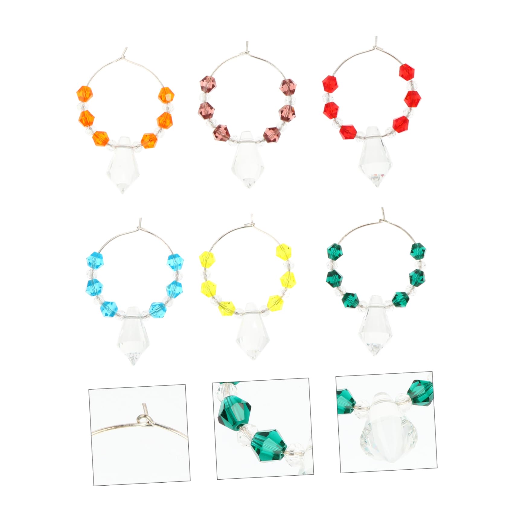 PRETYZOOM 18stücke Weinglas Charms Mit Diamant-design Bunte Beads Zur Identifikation Von Gläsern Für Partys Hochzeiten Und Feiern Praktische Weinglasmarkierer Gemischten Farben