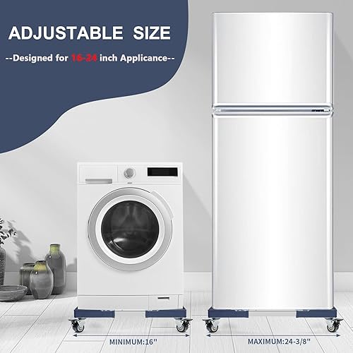 Miniatura 5 de WBD WEIBIDA Dolly ajustable para muebles con 4 ruedas de doble bloqueo, soporte base universal para lavadora, movedor de electrodomésticos cuadrado