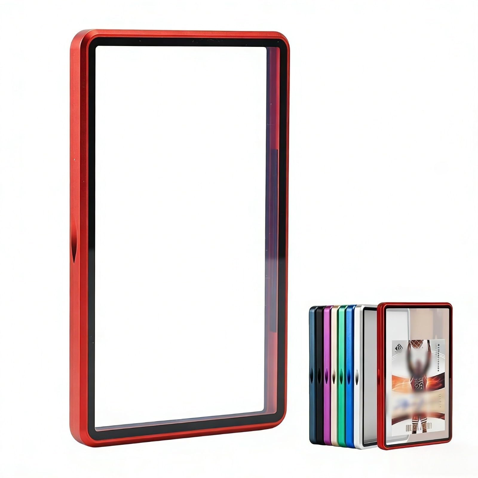 Premium Graded Trading Card Protector - 35pt BGS Slab Bumper Guard,UV & Scratch Resistant & Magnetic Closure | Aluminum Frame Slab Card Holder for Sports & Gaming (Red)