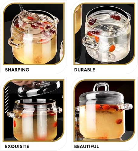 Miniatura 3 de Cacerola de vidrio transparente para cocinar: - Olla de vidrio con tapa, olla pequeña para estufa, utensilios de cocina para leche, pasta, fideos,