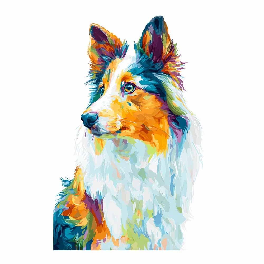 ZAMAEIU Canvas Print Wall Art Dog looking to the side Abstract Dog Animal Paintings, Suitable for living room, bedroom, for Kids Room Decoretc.(white)-80x120cm Unframed