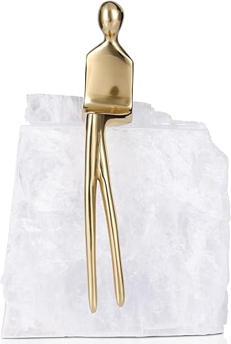 suruim Figuras abstractas modernas de mineral de cristal de latón para decoración del hogar, escultura de hombre, adornos de escritorio de entrada,