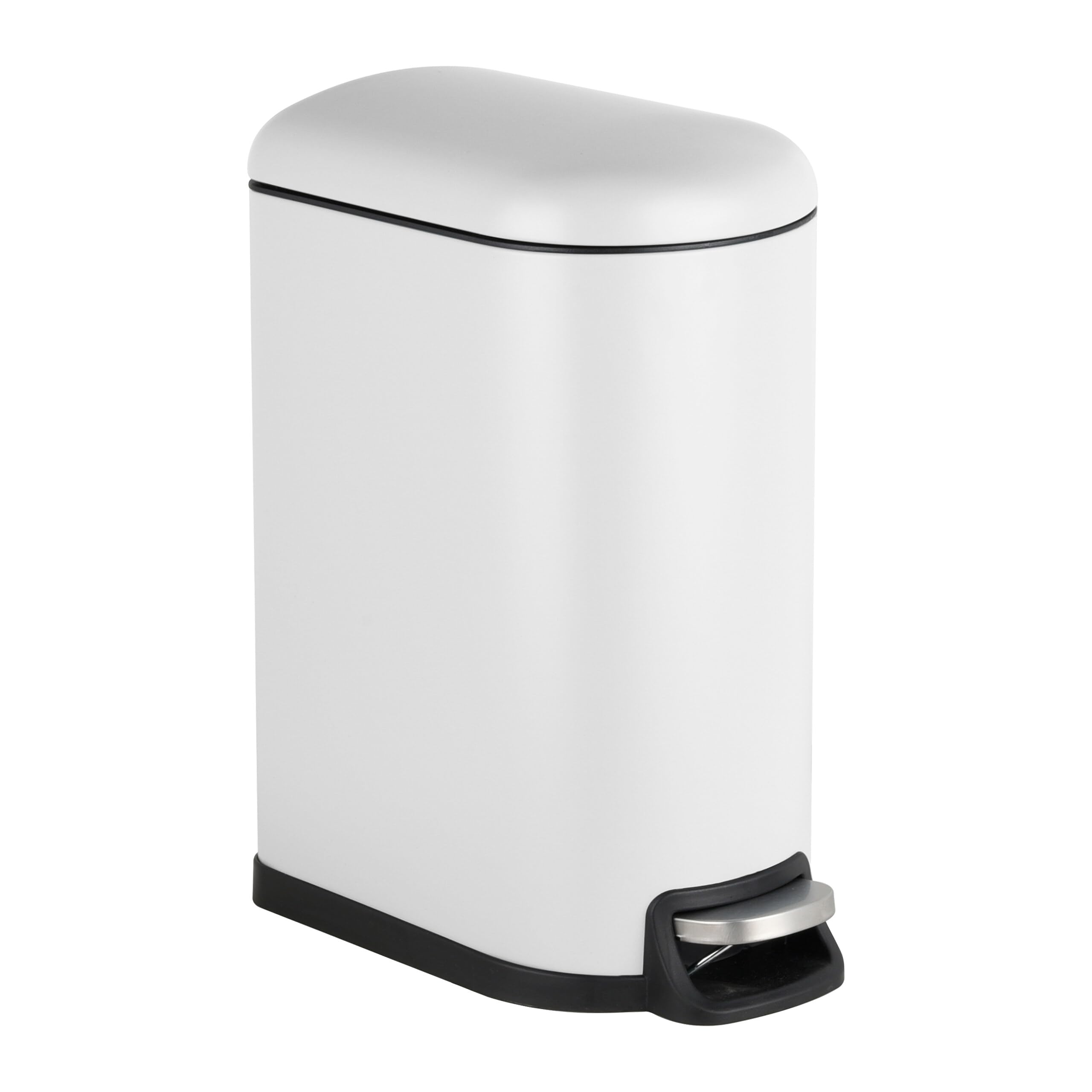 Relaxdays Pedal Bin with Soft-Close Mechanism, Removable Inner Bucket, 10L, Bathroom Cosmetic Bin, White 39x18.5x31.5cm