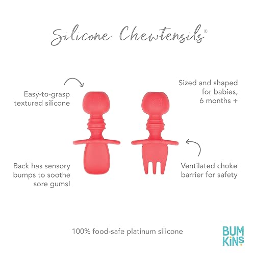 Vista 40 de Bumkins Juego de utensilios para bebé, cucharas de silicona para sumergir, autoalimentación, destete LED para bebés, aprendizaje de entrenador, A1