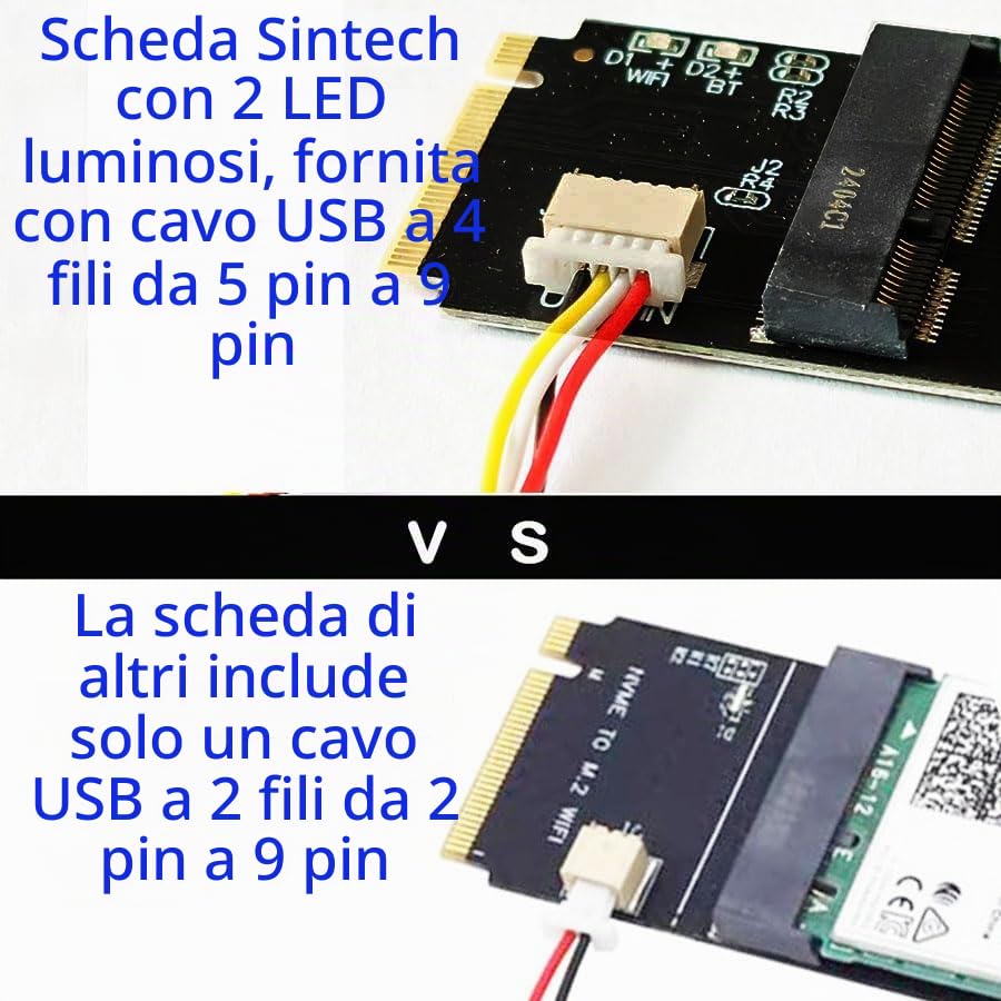 xiwai Scheda WiFi NGFF Riser Key-E Wireless per adattatore SSD NVME M.2 NGFF Key-M compatibile con scheda di rete Wifi6 WIFI7 xiwai Scheda WiFi NGFF Riser Key-E Wireless per adattatore SSD NVME M.2 NGFF Key-M compatibile con scheda di rete Wifi6 WIFI7