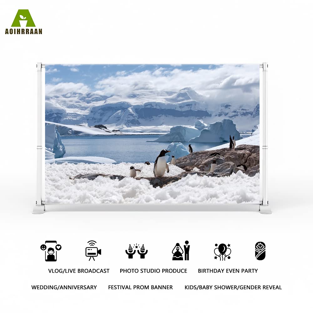 Aoihrraan 2,2x1,5m Penguins Backdrop Antarctica Snowfield South Pole Glacier Ice Ocean Snow Wonrland Photography Background Snow World Theme Party Banner Kids Boys Girls Portrait Photo Studio Props - Image 2