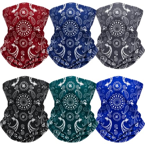 Chicingyou 6 Pcs Paisley Winter Neck Gaiter Warmers for Men