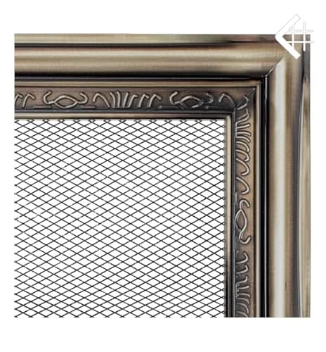 Kratki Lüftungsgitter Dekoratives Gitter für Kamine verziert mit Weißen Buchstaben für Moderne Innenräume Pulverbeschichteter Edelstahl Leicht 27,5x15,2x4,5 cm Gold RUSTIKAL