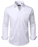 Mens Dress Shirts Long Sleeve Wrinkle Free Stretch Business Casual Button Down Shirts