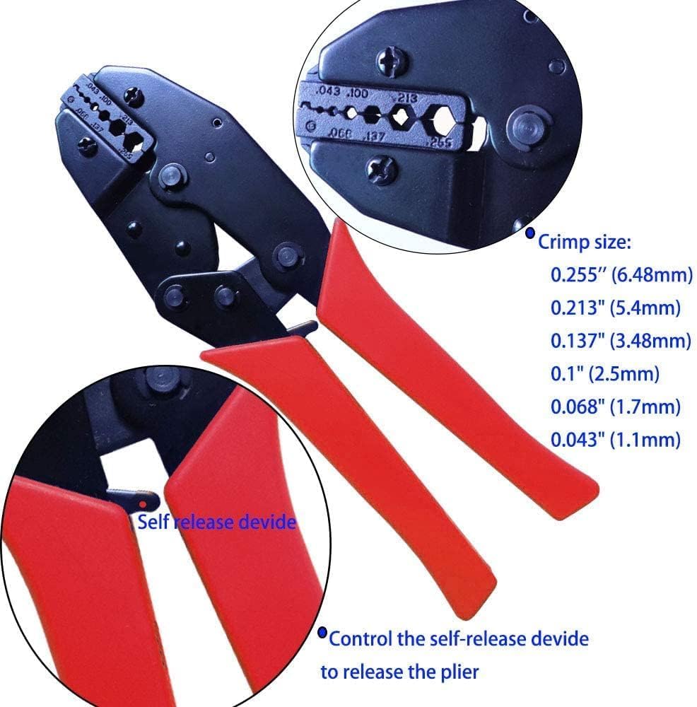 BNC Crimp Tool Set,BNC/TNC Ratched Crimp plie & Rotary Coaxial Cable Stripper with 10pcs BNC Male Crimp connectors for RG59,Red