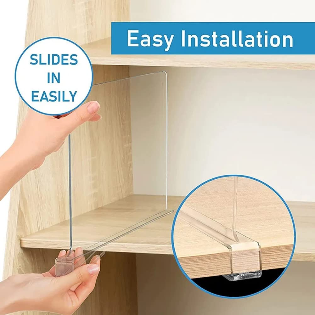 6 Pcs Divisori Per Mensole In Acrilico Trasparente, Divisori Per Guardaroba Ripiani, Separatore Per Scaffali, Organizer Vestiti, Organizer Per Riporre Armadi, Camera Da Letto, Cucina E Ufficio
