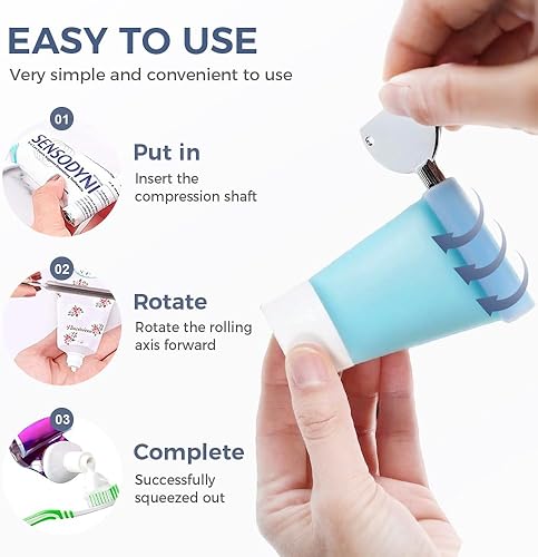 Miniatura 7 de Exprimidor de pasta de dientes, llave exprimidora de tubo de metal de acero inoxidable para pasta de dientes, escurridor de tubo para pintura,