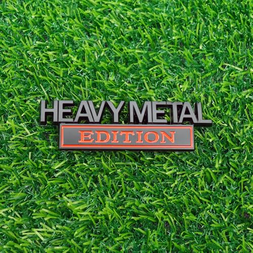 Image of Pair Set Heavy Metal Edition Emblem 3D Fender Badge Decal Sticker Nameplate for Universal Vehicle, Car, Truck, SUV Motorcycle Accessories (Black Red)