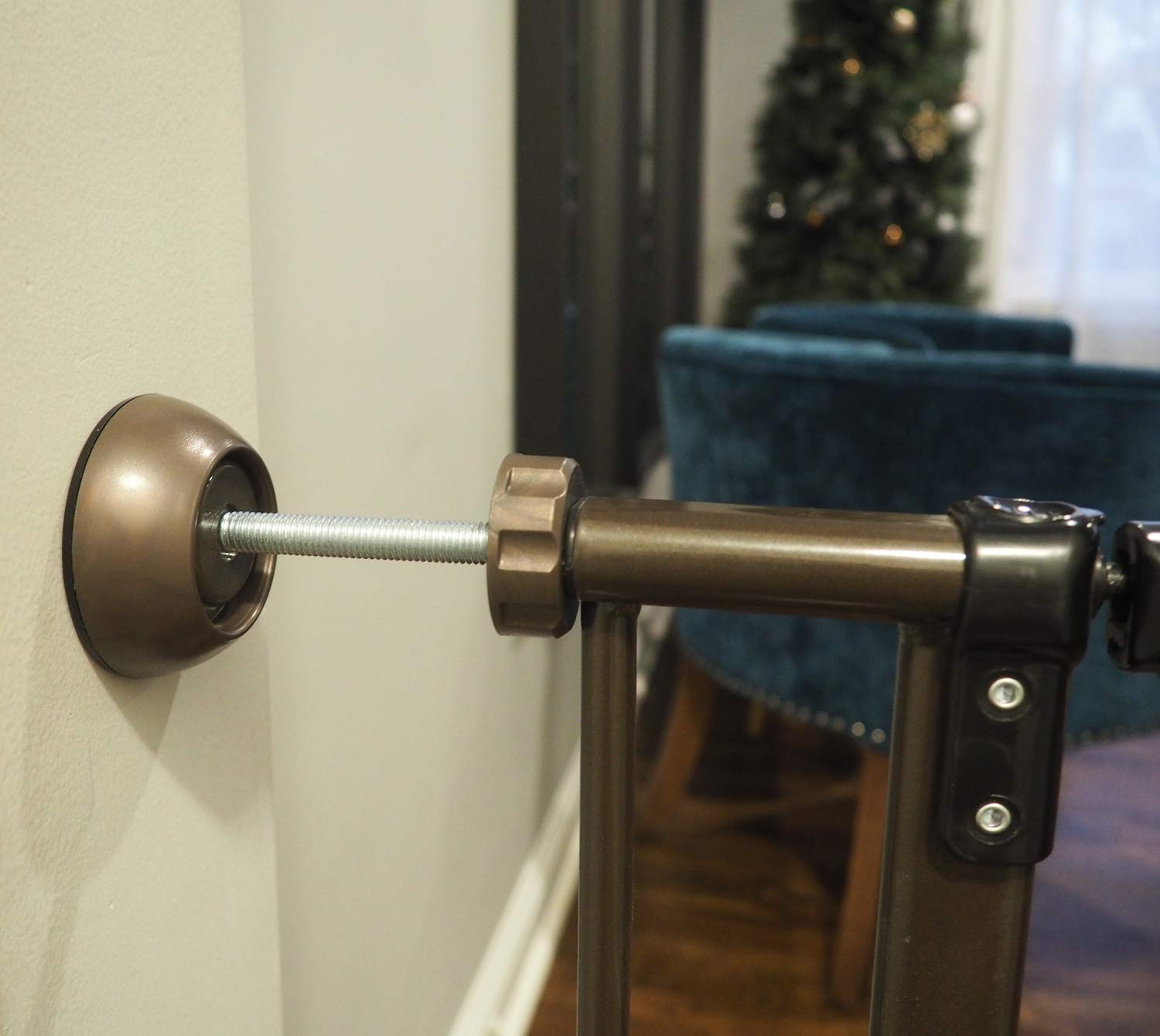 Protector de Pared - Almohadillas para Proteger sus Paredes de las Barreras de Seguridad para Bebés y Mascotas Montadas a Presión (Paquete de 4, Bronce)