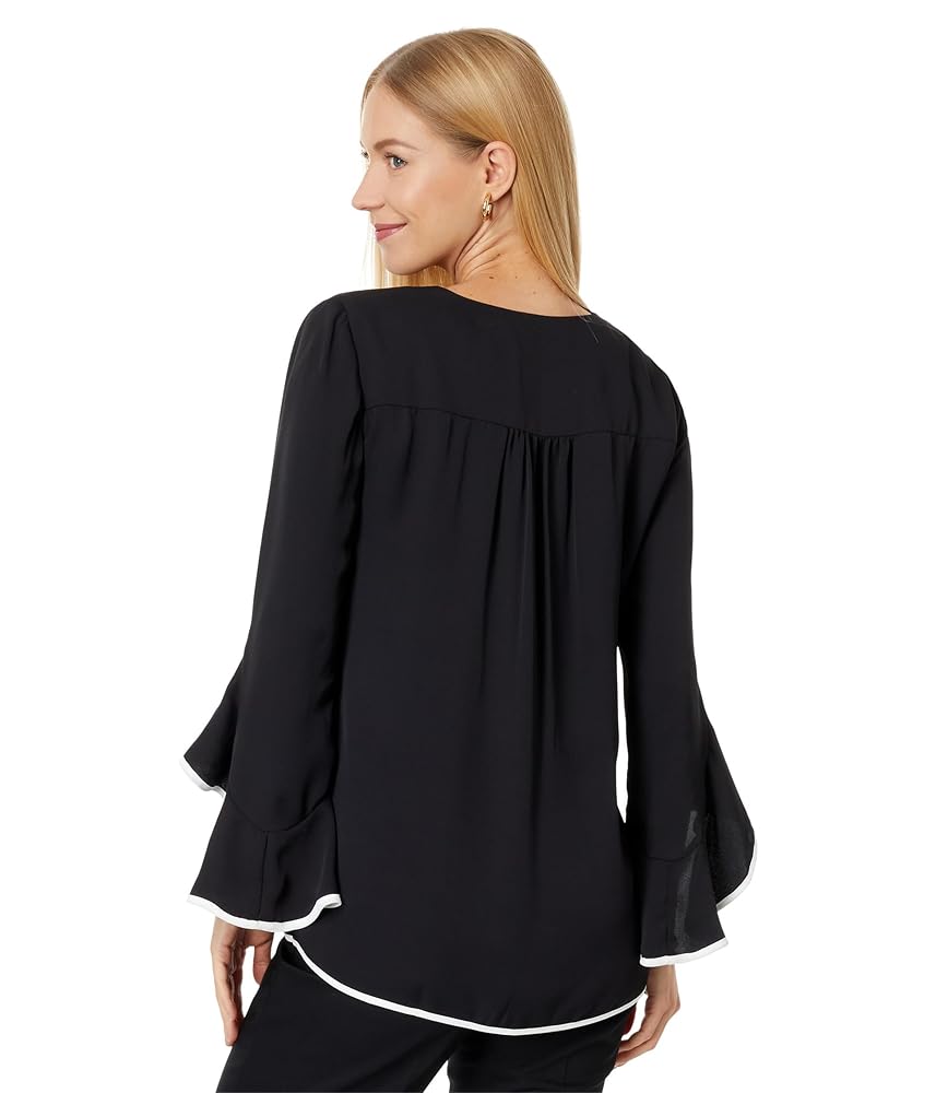 Amazon.com: Vince Camuto V-Neck Overlap Blouse Rich Black XS