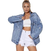 Womens Boyfriend Washed Crop Denim Jean Jacket Coat