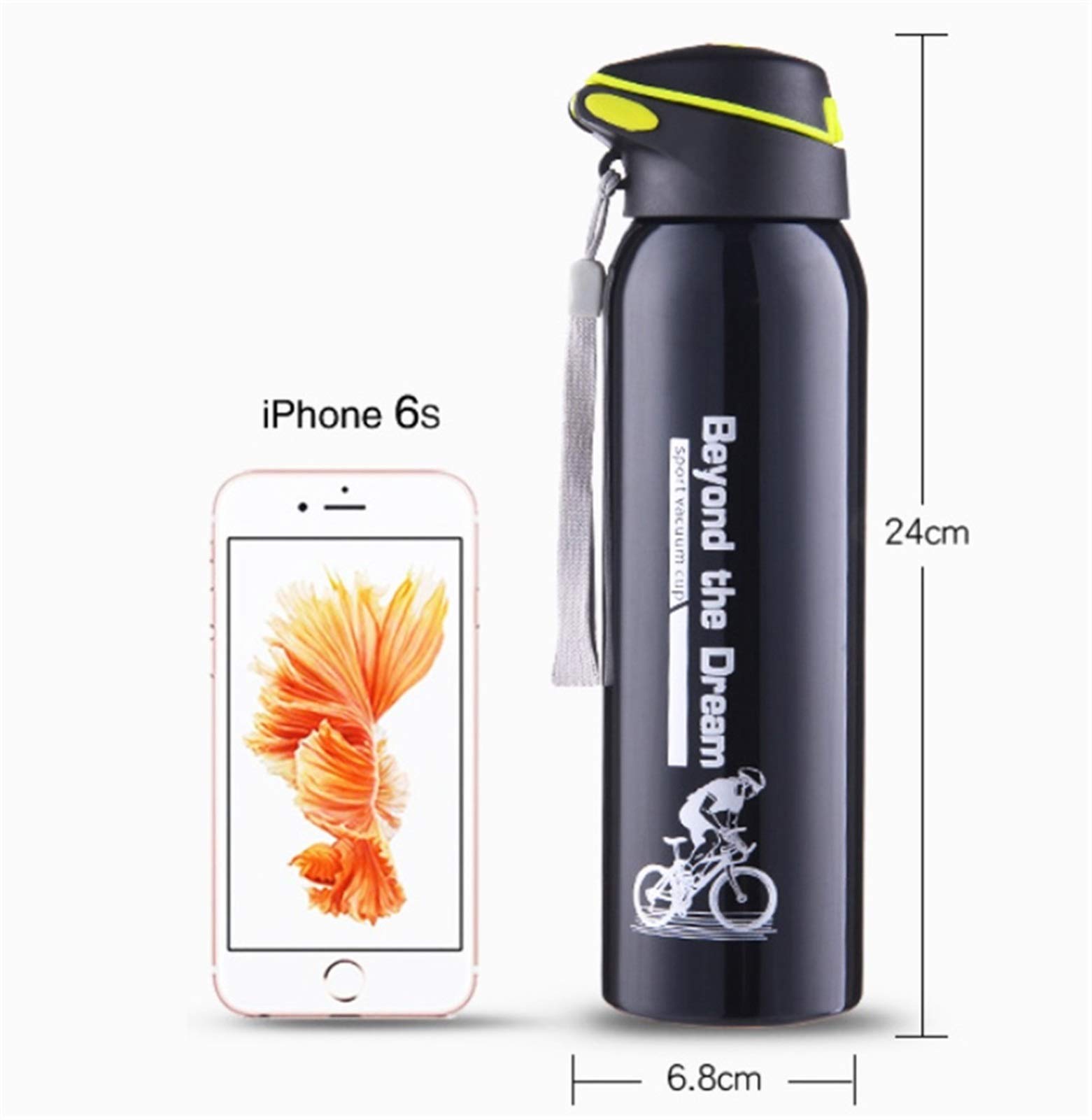 Borraccia per Bici da 500 ml Mountain Bike Equitazione Bollitore per Bicicletta Doppia Tazza Thermos in Acciaio Inossidabile Brocca per Tenere al Caldo Sport all'Aria Aperta