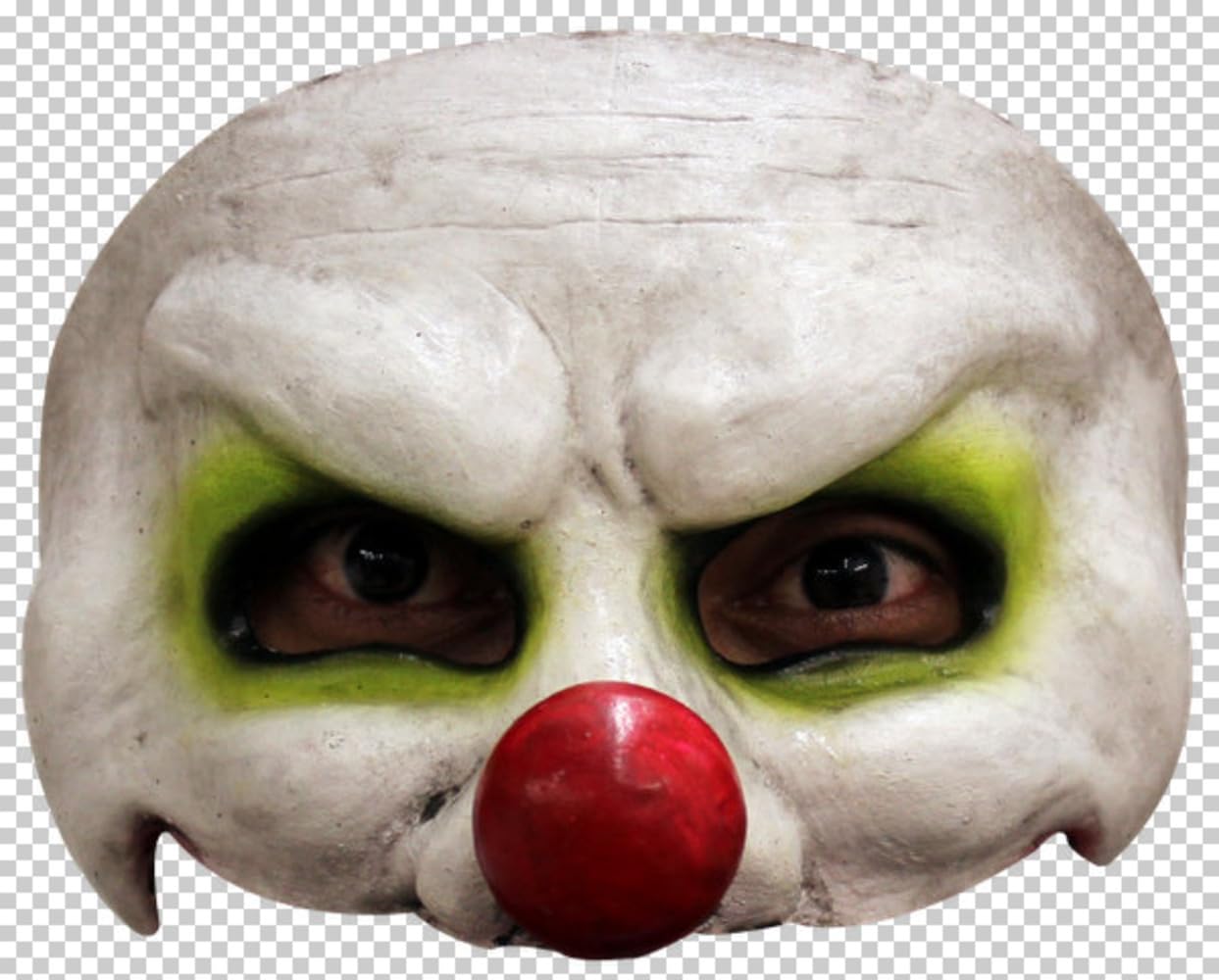 Jesters Party Red Nosed Clown Latex Halloween Horror Half Face Mask, One Size, Made in Mexico