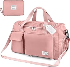 flintronic Sac de Voyage Pliable de Grande Capacité, Sac de Transport pour Voyage Léger Imperméable Sac à Dos Weekend Sac de Sport Séparé Sec et Humide 35L/50L Ajustable (avec 1* étiquette de Bagage)