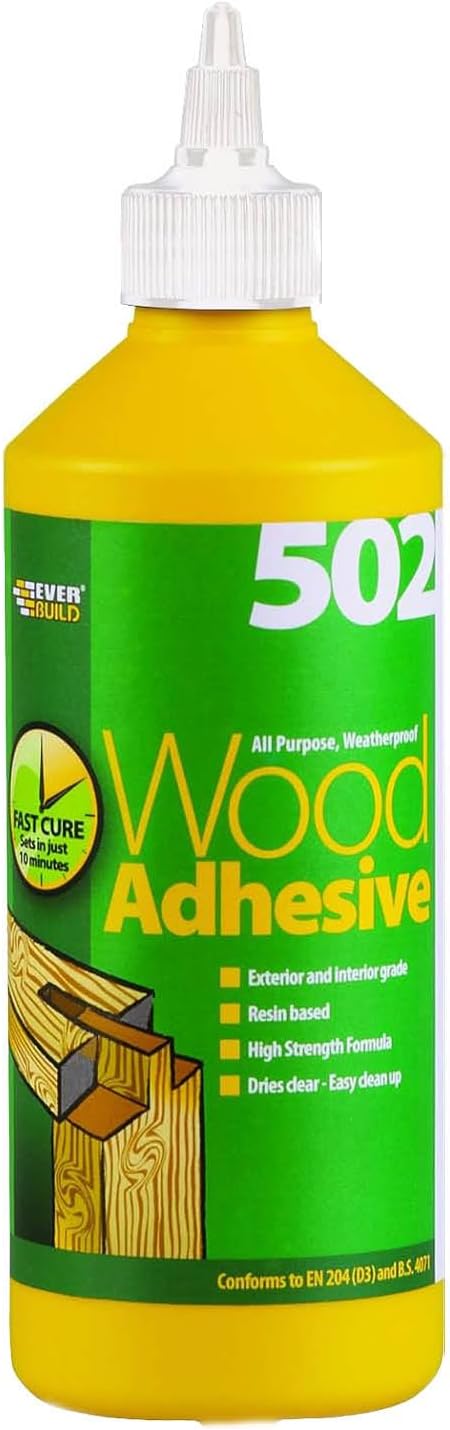 Everbuild 502 All Purpose Weatherproof Wood Adhesive โ Suitable for typical Wood Bonding Applications โ 500 ml