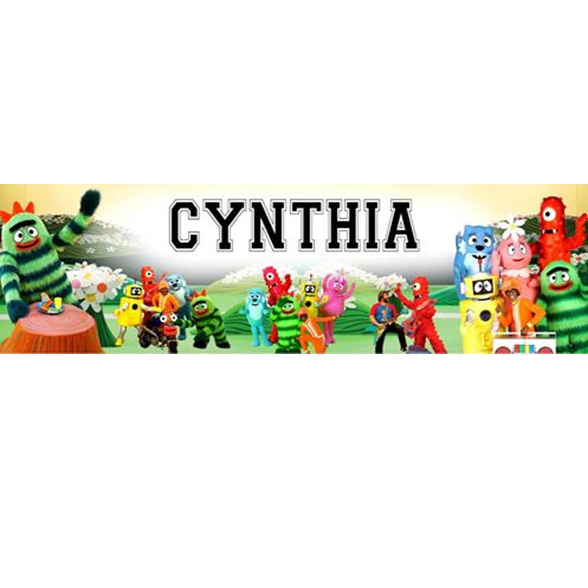 Yo Gabba Gabba! - Personalized Birthday Name Poster with Custom Name On it, Border Mat and Frame Options